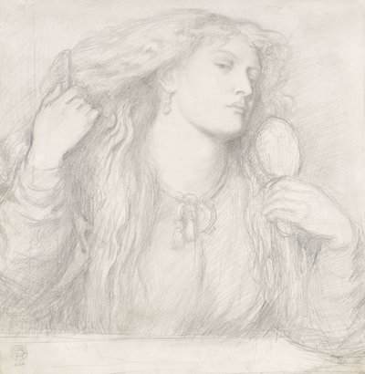 彼女の髪をとかす女性、ファニーコーンフォース 作： Dante Gabriel Charles Rossetti